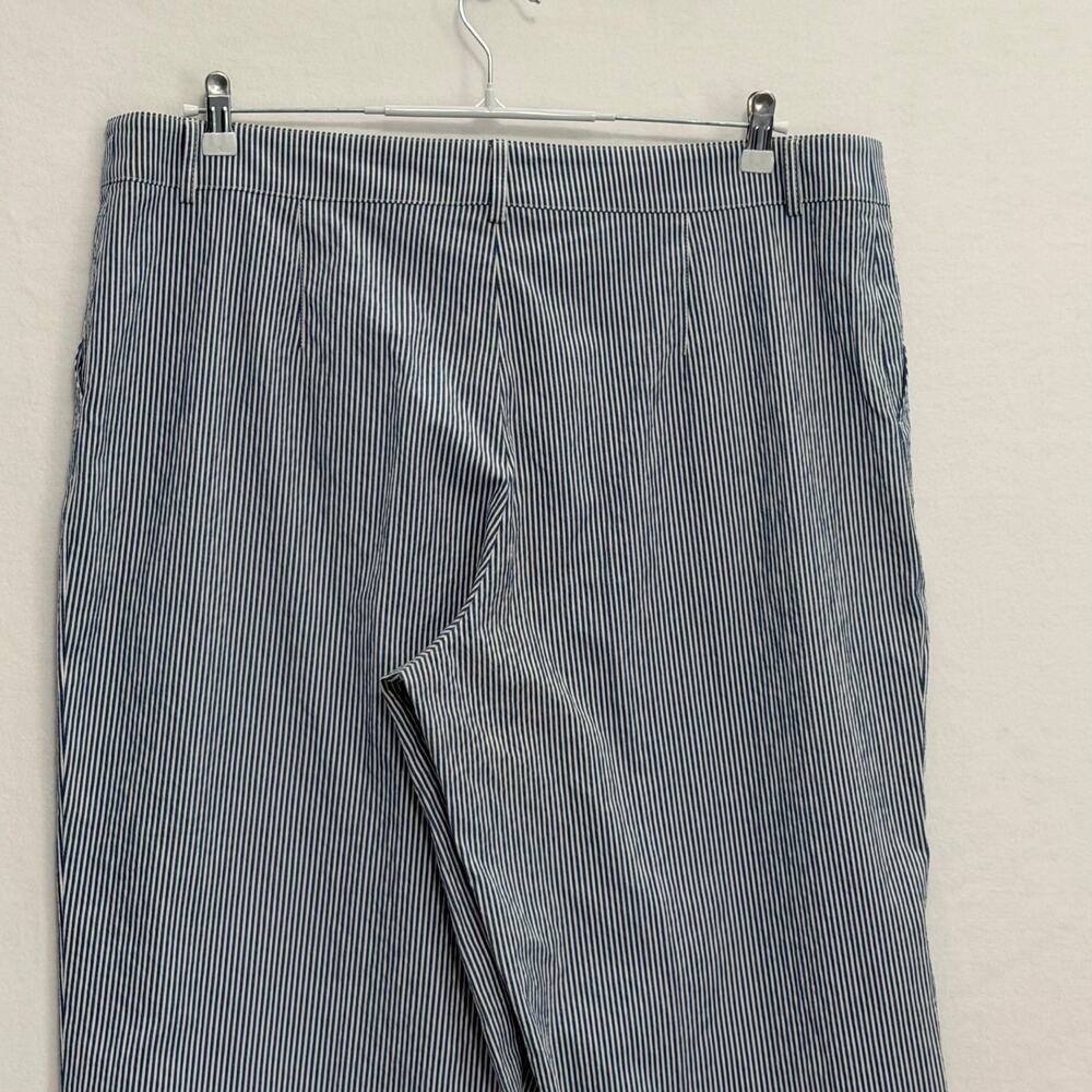 Akris Punto Cropped Seersucker Stretch Pants Blue White Striped Womens PLUS 18 - Picture 5 of 10